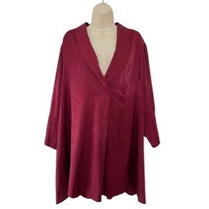 Ellos Women's Plus Size 22 Burgundy V Neck Tunic Top